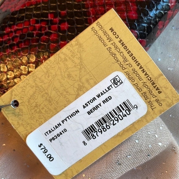Brand New Patricia Nash Italian Python Genuine Leather Berry Red Astor Wallet - Picture 7 of 16